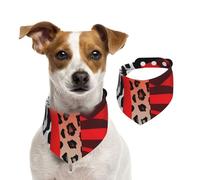 Summer Bandanas for Dogs Red Leopard and Zebra Animal Dog Bandanas Washable Adjustable Dog Triangle Scarf Bibs Cute Pet Bibs for Medium Large Dogs Puppy and Cats Large
