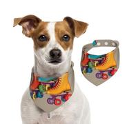 Summer Bandanas for Dogs Retro Colorful Roller Skates Dog Bandanas Washable Adjustable Dog Triangle Scarf Bibs Cute Pet Bibs for Medium Large Dogs Puppy and Cats Medium