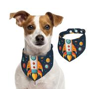 Summer Bandanas for Dogs Rocket Clipart Space Ship Dog Bandanas Washable Adjustable Dog Triangle Scarf Bibs Cute Pet Bibs for Medium Large Dogs Puppy and Cats Large