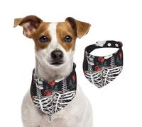Summer Bandanas for Dogs Rose and Skeleton Dog Bandanas Washable Adjustable Dog Triangle Scarf Bibs Cute Pet Bibs for Medium Large Dogs Puppy and Cats Medium