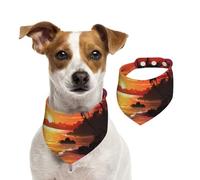 Summer Bandanas for Dogs Tropical Sunset Seaside Dog Bandanas Washable Adjustable Dog Triangle Scarf Bibs Cute Pet Bibs for Medium Large Dogs Puppy and Cats Small
