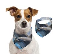 Summer Bandanas for Dogs Two Dolphins Dog Bandanas Washable Adjustable Dog Triangle Scarf Bibs Cute Pet Bibs for Medium Large Dogs Puppy and Cats Medium