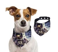 Summer Bandanas for Dogs Us Astronaut Travel Moon Dog Bandanas Washable Adjustable Dog Triangle Scarf Bibs Cute Pet Bibs for Medium Large Dogs Puppy and Cats Small