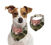 Summer Bandanas for Dogs Vintage Pink Rose Dog Bandanas Washable Adjustable Dog Triangle Scarf Bibs Cute Pet Bibs for Medium Large Dogs Puppy and Cats Small