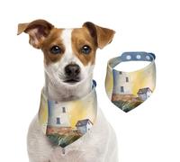 Summer Bandanas for Dogs Watercolor Lighthouse Fantasy Light Dog Bandanas Washable Adjustable Dog Triangle Scarf Bibs Cute Pet Bibs for Medium Large Dogs Puppy and Cats Small