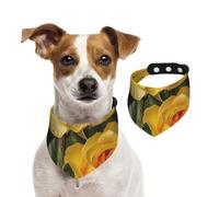 Summer Bandanas for Dogs Yellow Rose Dog Bandanas Washable Adjustable Dog Triangle Scarf Bibs Cute Pet Bibs for Medium Large Dogs Puppy and Cats Medium