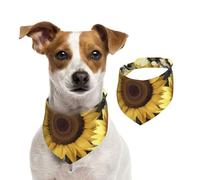 Summer Bandanas for Dogs Yellow Sunflower Floral Dog Bandanas Washable Adjustable Dog Triangle Scarf Bibs Cute Pet Bibs for Medium Large Dogs Puppy and Cats Small