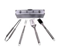 Summer Barbecue Cooking Utensils Steel Tongs Brush Fork Spatula BBQ Set w. Case
