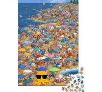 Summer Beach 1000 Pieces Wooden Jigsaw Puzzle Adults Fun Decoration Toy Intellectual Game Stress Relief Education Game Relaxation And Intelligence 1000pcs (75x50cm)