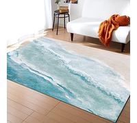 Summer Beach Area Rugs, Ocean Nautical Coastal Seaside Aqua Beige Rug, Indoor Non-Slip Kids Rugs, Machine Washable Breathable Durable Carpet for Room Sofa Living Room Mat Bedroom Decor,80 x 150 cm