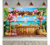 Summer Beach Background Tropical Seaside Flowers Ocean Sea Surfboard Holiday Party Birthday Backdrop Decor