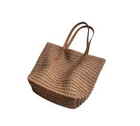 Summer Beach Bag Handmade Large Straw Tote Bag Shopper Handbag Capacity Buckets Totes Shoulder Tote Bags Purse Women Handbag (Khaki,Large)