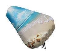 Summer Beach Bike Seat Cover Water-Repellent Exercise Bike Seat Cushion Bicycle Saddle Cover with Drawstring Rain Snow Dust Covers for City Mountain Road Biking