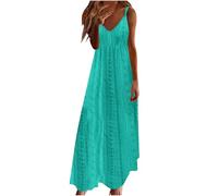 Summer Beach Dresses for Women UK Clearance V-Neck Sleeveless Maxi Casual Holiday Sundress Plus Size Boho Solid Color Dress Ladies Elegant Loose Tunic A-Line Swing Dress Deal of The Day Size 8-16