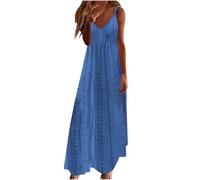 Summer Beach Dresses for Women UK V-Neck Sleeveless Maxi Casual Holiday Sundress Plus Size Boho Solid Color Dress Ladies Elegant Loose Tunic A-Line Swing Dress, UK Size 8-16