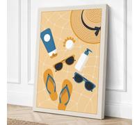 Summer Beach Essentials Canvas Wall Art Print 24x16 Inch (61 x 41 cm)