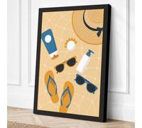 Summer Beach Essentials Canvas Wall Art Print 30x20 Inch
