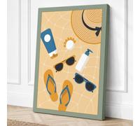 Summer Beach Essentials Canvas Wall Art Print 30x20 Inch