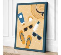 Summer Beach Essentials Canvas Wall Art Print 30x20 Inch