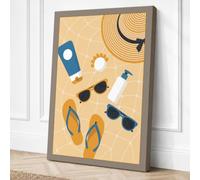Summer Beach Essentials Canvas Wall Art Print 30x20 Inch (76 x 51 cm)
