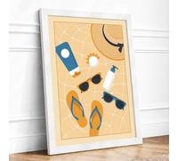 Summer Beach Essentials Modern Framed Wall Art Print A2 (59.4×42cm)