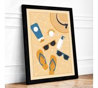 Summer Beach Essentials Modern Framed Wall Art Print A3 (42×29.7cm)