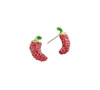 Summer Beach Fruit Series Earrings Watermelon Lemon Cherry Peach Pineapple Holiday Full Diamond Women's Earrings-Pepper