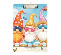 Summer Beach Gnome boy clipboard Plastic for Nursing Student Trade Quest Size 9 x 12 Silver