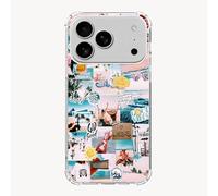 Summer Beach God Collage Phone Case Compatible with iPhone 17 Pro，Beach Shell Sunset Surfing Girl Woman Boy Silicone Shockproof TPU Bumper Protective Cover Case for iPhone 17 Pro