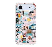 Summer Beach God Collage Phone Case Compatible with iPhone Air，Beach Shell Sunset Surfing Girl Woman Boy Silicone Shockproof TPU Bumper Protective Cover Case for iPhone Air