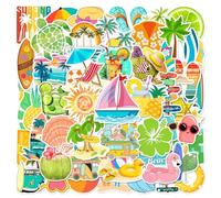 Summer Beach Holiday Sticker 50PCS for Laptop Luggage Skateboard Guitar Water Bottle Computer Journal Scrapbook Snowboard Helmet Refrigerator,Surfing Waves Waterproof Decals for Teens Kids Adults