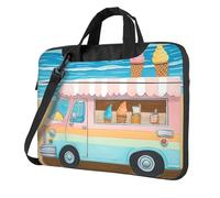 Summer Beach Ice Cream Truck Laptop Tote Bag for Men Women Laptop Sleeve Shoulder Briefcase Messenger Computer Bag, Black, 13 inch
