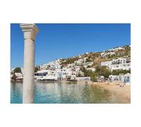 Summer beach in Mykonos Town - bathing fun in Greece，Puzzle 1000 Pieces Jigsaw Puzzles for Adults and Child（38x26cm）-AL99