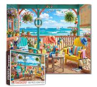 Summer Beach Jigsaw Puzzles for Adults Coastal Summer 1000 Pieces Puzzles for Challenging Family Activity Games Ocean Sailboat Art Jigsaw Puzzle DIY Craft Puzzles Home Decor 19.7 x 27.6 Inches