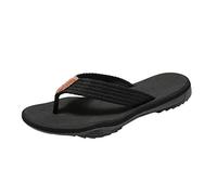 Summer Beach Non-Slip Mules Slippers Toe Separator Leather with Arch Support Sandals Summer Men Women Tilt Heel Beach Flip Flops Soft Leather Fabric Flip Flops, black, 10 UK