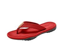 Summer Beach Non-Slip Mules Slippers Toe Separator Leather with Arch Support Sandals Summer Men Women Tilt Heel Beach Flip Flops Soft Leather Fabric Flip Flops, red, 9 UK