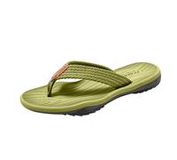 Summer Beach Non-Slip Mules Slippers Toe Separator Leather with Arch Support Sandals Summer Men Women Tilt Heel Beach Flip Flops Soft Leather Fabric Flip Flops, Green, 10 UK