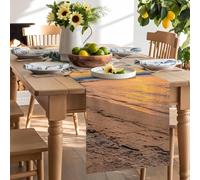Summer Beach Ocean Coconut Tree Table Runner 120 Inches Long, Sunset Seaside Scenery Washable Table Runners Heat-Insulation Kitchen Dining Table Decorations for Home Party Decor 13x120in