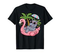 Summer Beach Pool Party Hippo Inflatable Flamingo Hawaiian T-Shirt