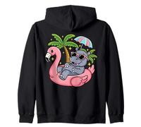 Summer Beach Pool Party Hippo Inflatable Flamingo Hawaiian Zip Hoodie