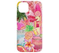 Summer Beach Preppy Collage Cocktail Pineapple Coastal Surf Case for iPhone 14 Plus