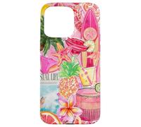 Summer Beach Preppy Collage Cocktail Pineapple Coastal Surf Case for iPhone 15 Pro Max