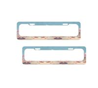 Summer Beach Print License Plate Frames Aluminum Metal License Plate Holder Covers Rustproof Waterproof Decorative Sign Frames