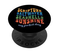 Summer Beach Scripture Saltwater Seashells Sunshine Retro PopSockets Adhesive PopGrip