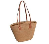 Summer Beach Straw Bag Large Capacity Woven Forest System Handbag Summer Beach Straw Tote Bag Single Shoulder Tot Style for Holiday Travel Shopping Picnic Beach(Pure card)