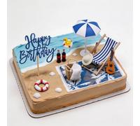 Summer Beach Surf Birthday Cake Decoration Topper for Swimming Beach Party