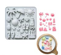 Summer Beach Theme Silicone Mold Tropical Palm Tree Lighthouse Starfish Mold for Chocolate Candy Jelly Ice Cube Cake Decor Tropical Summer Party Marine Jello Cookie Ice Cube Baking Mould