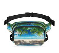 Summer Beach Theme Waist Bag Multifunction Pack for Travel Sport Running Fanny Pack Bumbag Pouch Purse Belt Bag for Women Men Kids Girls Boys