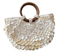 Summer Beach Tote Bag for Women, Handmade Shell Beaded Sequin Purse with Top Handle,Elegant Clutch for Wedding Party & Vacation. (1PCS)