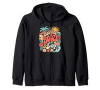 Summer Beach Vacation groovy Beaches Booze Besties tropical Zip Hoodie